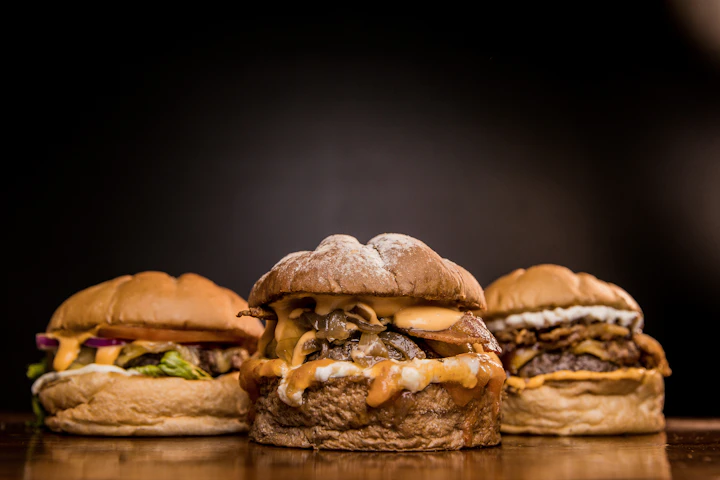 Three burgers in a row